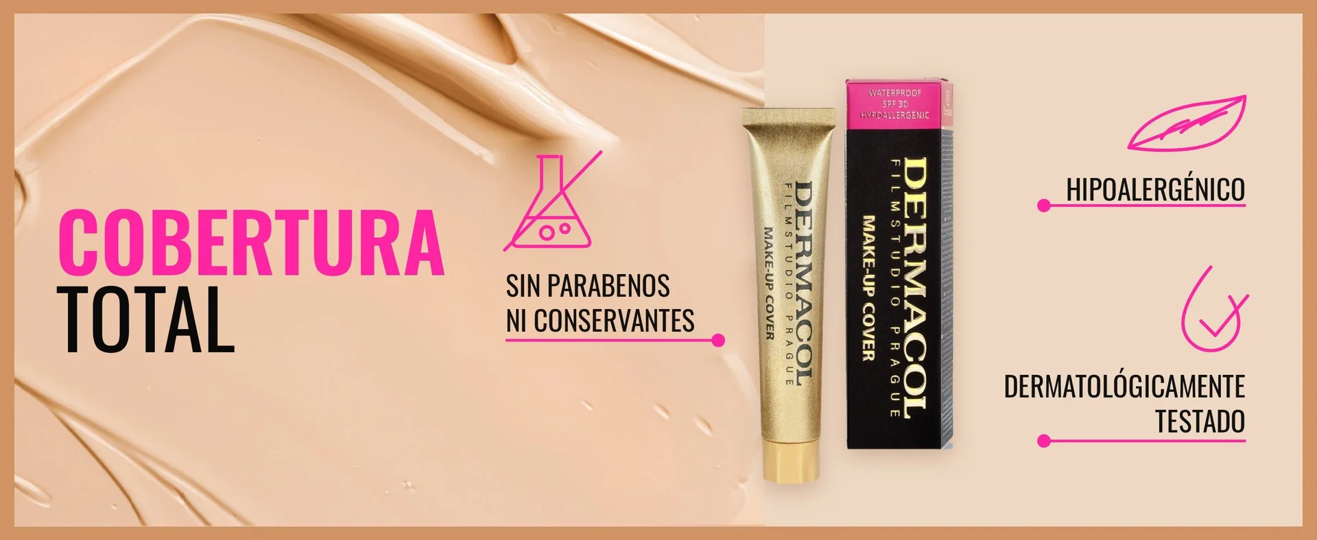 Total coverage: paraben- and preservative-free, hypoallergenic, dermatologically tested - Dermacol Make-up Cover